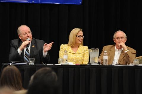 (from left to right) House Speaker Andy Tobin, Senator Kyrsten Sinema, Senate President-elect Steve Pierce