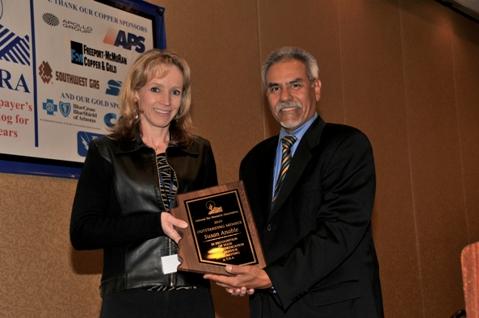 (from left to right) Susan Anable, Director of Public Affairs, Cox Communications, Larry Lucero, Manager of Government Relations, Tucson Electric Power